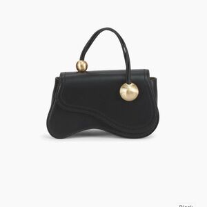 cult gaia Black Sculptural Top-Handle Crossbody with Gold Orbs